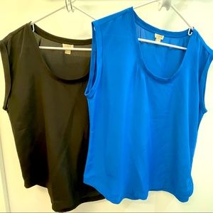 J. Crew Factory Women’s Blouses. Size 14. 1 black & 1 blue. EUC.
